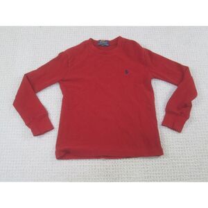 Polo Ralph Lauren Shirt Boys Small Red Crew Neck Little Blue Pony Cotton Long Sl